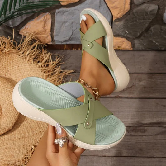 Women's Cross Strap Platform Slide Sandals