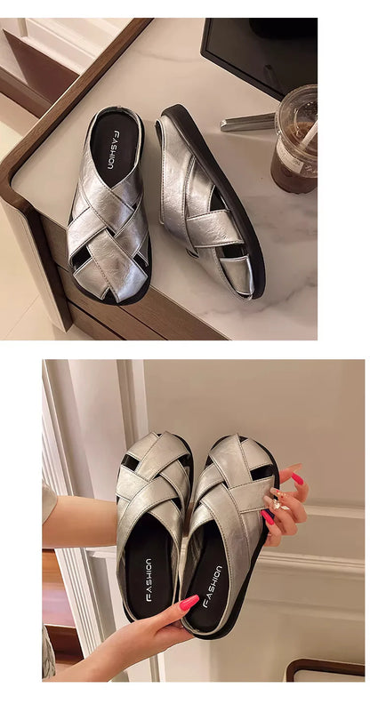 Women's Woven Closed-Toe Mule Sandals