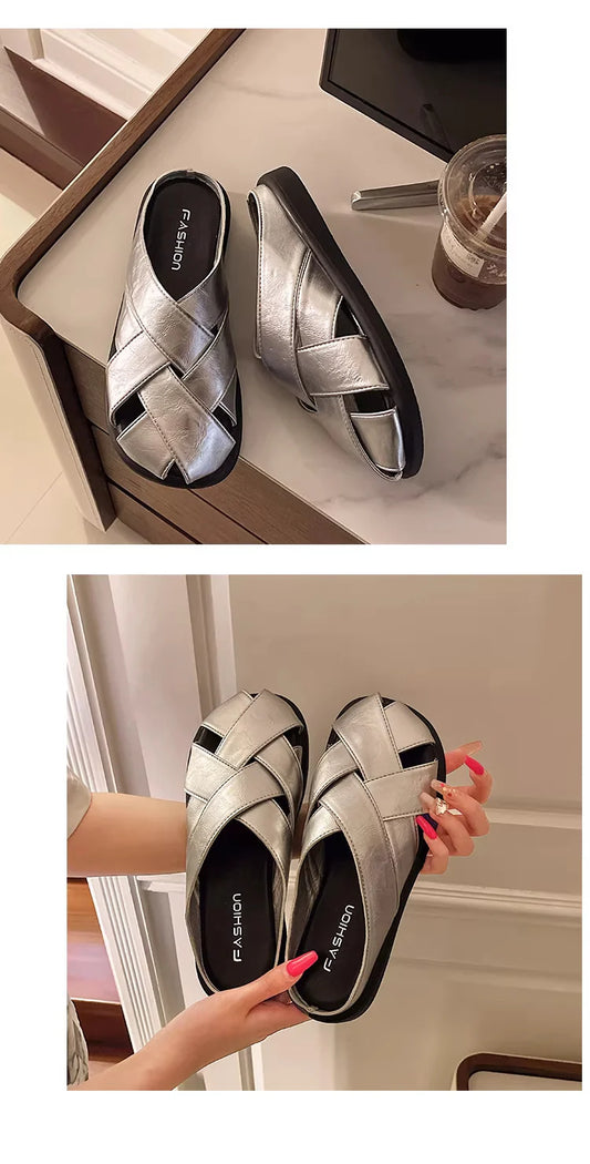Women's Woven Closed-Toe Mule Sandals