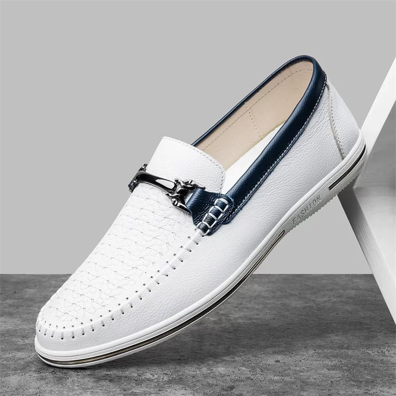 Men’s Metal Accent Leather-Look Loafers