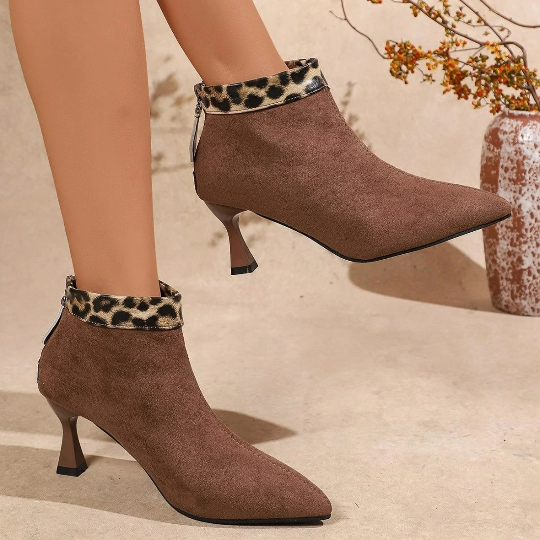 Women's Leopard Print Ankle Boots