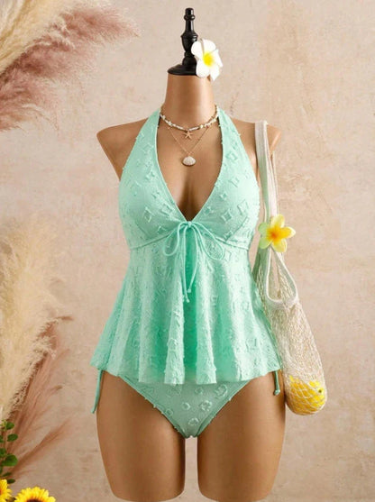 Women’s Halter Peplum Tankini Set
