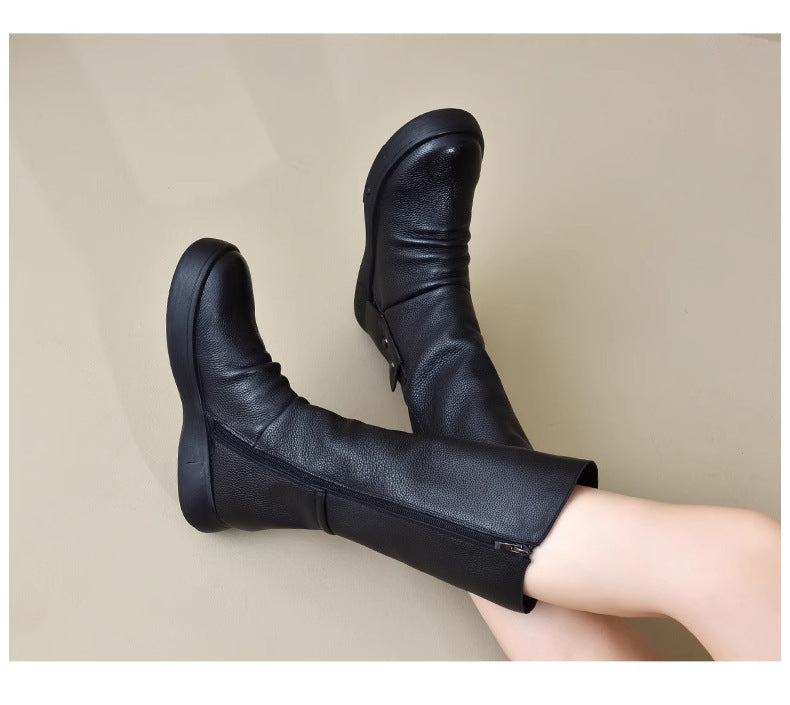 Women's Knee-High Leather-Look Boots