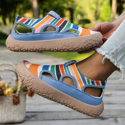 Women's Striped Cutout Sandals
