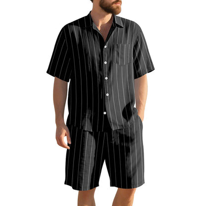 Men's Striped Shirt & Shorts Set