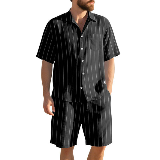 Men's Striped Shirt & Shorts Set