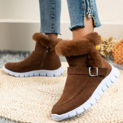Women's Ankle Boots with Buckle and Zipper