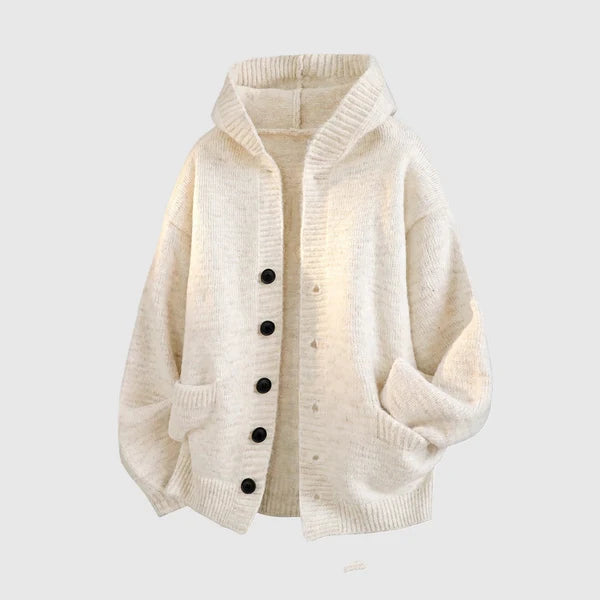 Unisex Hooded Knit Button Cardigan