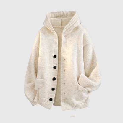 Unisex Hooded Knit Button Cardigan