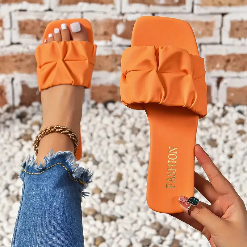 Women's Ruched Slide Sandals
