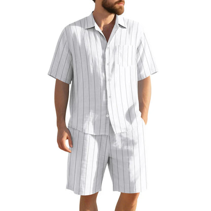 Men's Striped Shirt & Shorts Set