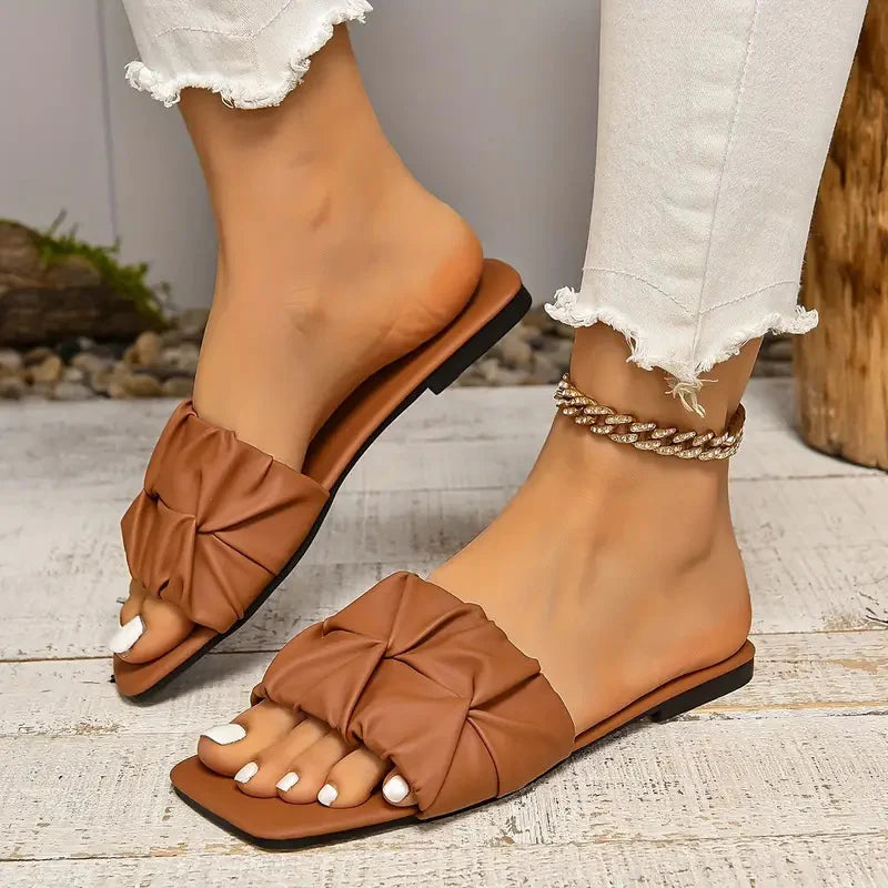 Women's Ruched Slide Sandals