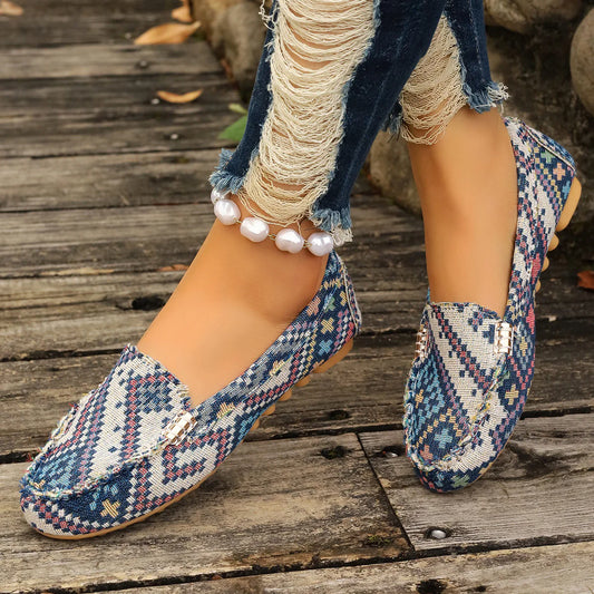 Women's Casual Slip-On Loafers with Decorative Metal Accent