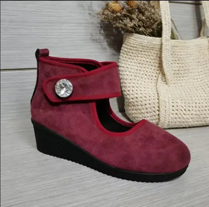 Women's Rhinestone Strap Wedge Ankle Boots