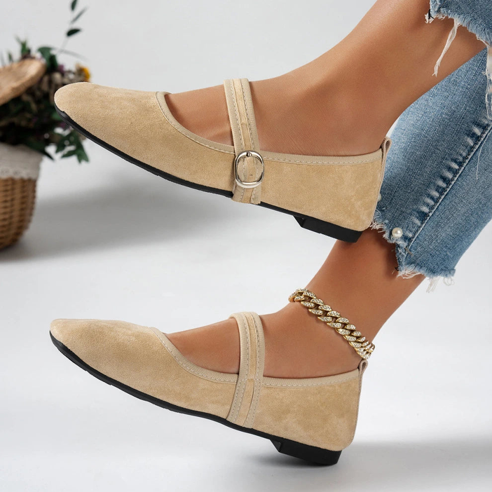 Women's Buckle Strap Pointed-Toe Flat Shoes