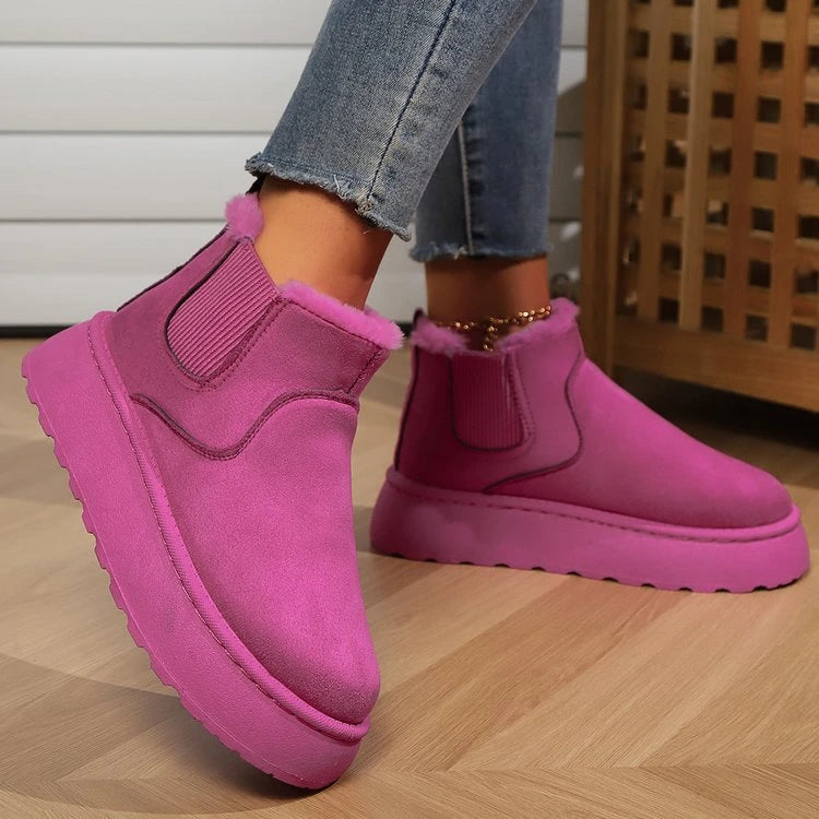 Women's Fuzzy-Collar Ankle Boots