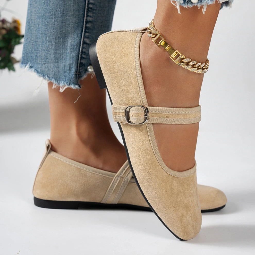 Women's Buckle Strap Pointed-Toe Flat Shoes