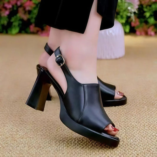 Women's Peep-Toe Platform Slingback Block Heel Sandals