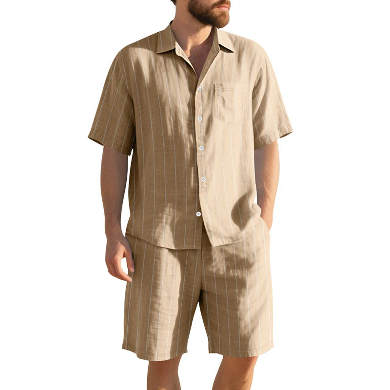 Men's Striped Shirt & Shorts Set