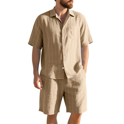 Men's Striped Shirt & Shorts Set