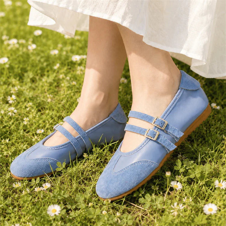 Women's Double Buckle Mary Jane Flats