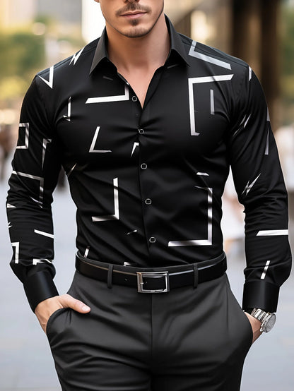 Men's Geometric Print Dress Shirt