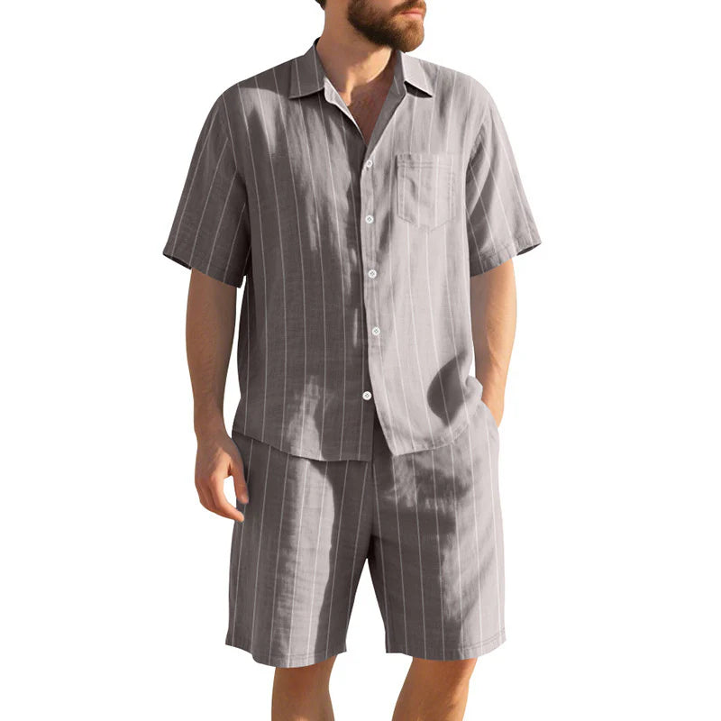 Men's Striped Shirt & Shorts Set