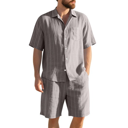 Men's Striped Shirt & Shorts Set