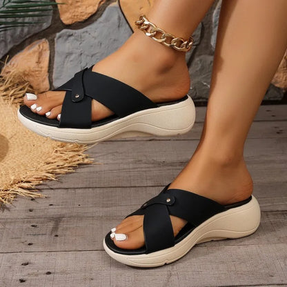 Women's Cross Strap Platform Slide Sandals