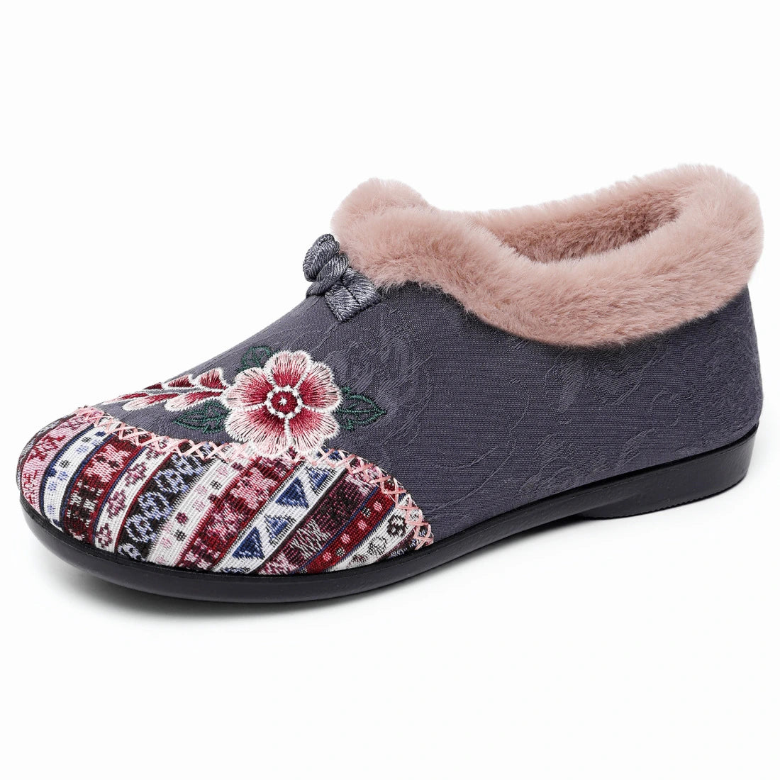 Women's Floral Fuzzy Slip-On Shoes