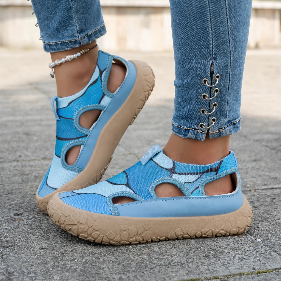 Women's Striped Cutout Sandals