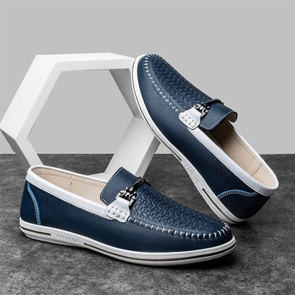 Men’s Metal Accent Leather-Look Loafers