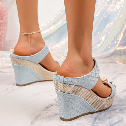 Women's Double Strap Platform Wedge Sandals