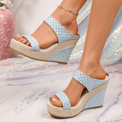 Women's Double Strap Platform Wedge Sandals