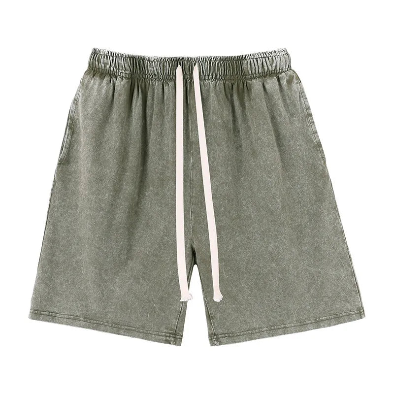 Men's Acid Wash Drawstring Shorts
