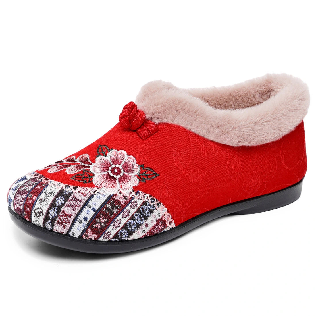 Women's Floral Fuzzy Slip-On Shoes
