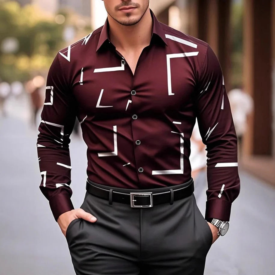 Men's Geometric Print Dress Shirt