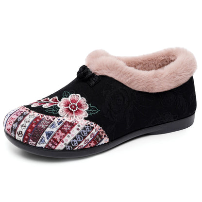 Women's Floral Fuzzy Slip-On Shoes