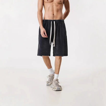 Men's Acid Wash Drawstring Shorts