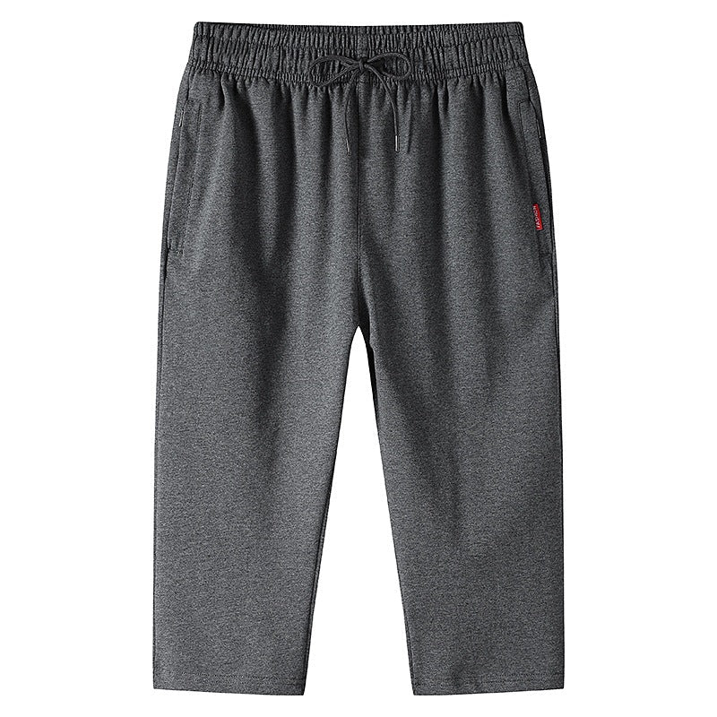 Men's Drawstring Straight Capri Jogger Pants