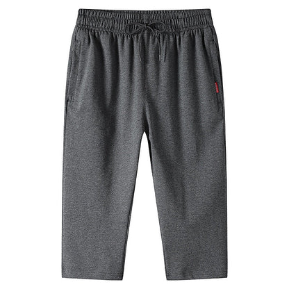 Men's Drawstring Straight Capri Jogger Pants