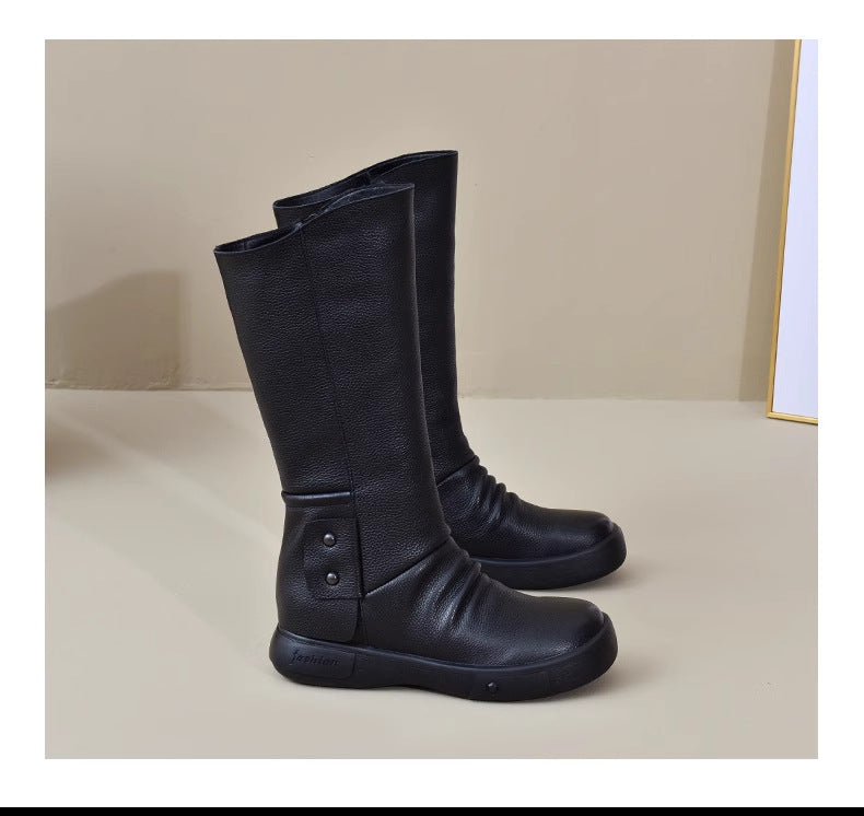 Women's Knee-High Leather-Look Boots