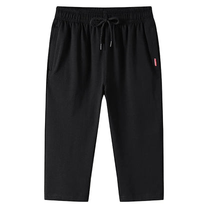 Men's Drawstring Straight Capri Jogger Pants
