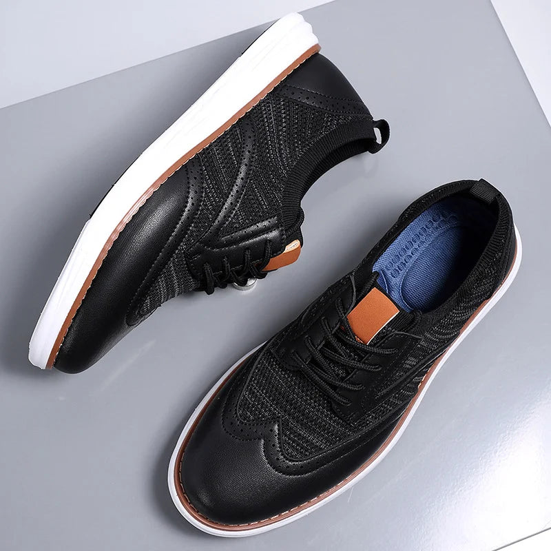 Men's Lace-Up Mesh Panel Casual Sneakers