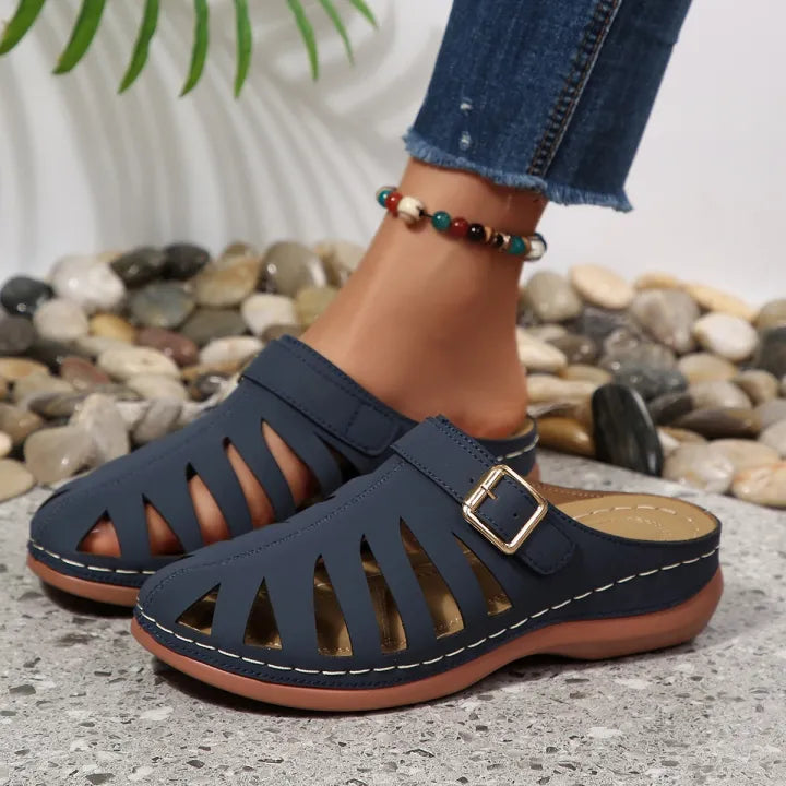 Women's Cutout Buckle Slide Mules