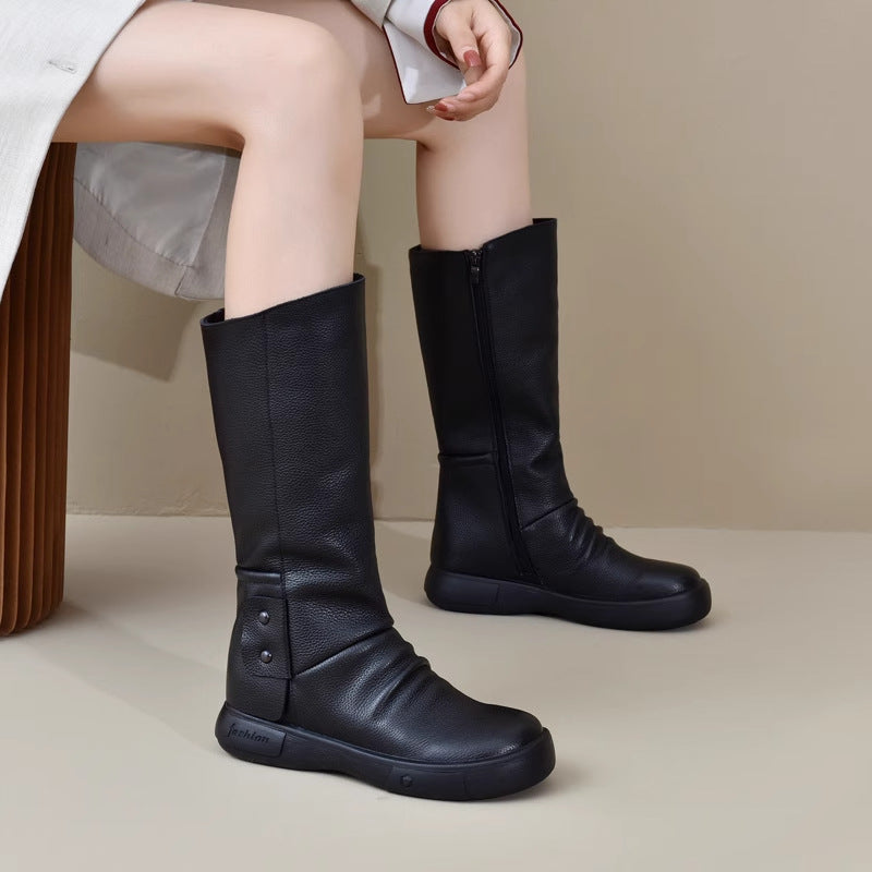 Women's Knee-High Leather-Look Boots