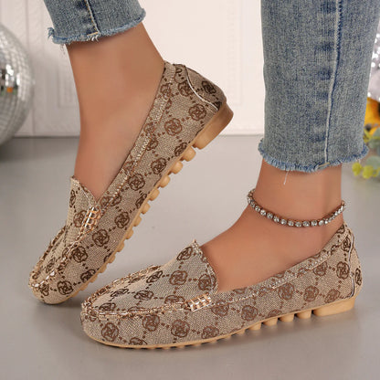 Women's Casual Slip-On Loafers with Decorative Metal Accent