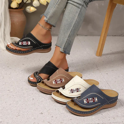 Women’s Embroidered Casual Slip-On Sandals