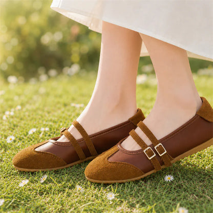 Women's Double Buckle Mary Jane Flats