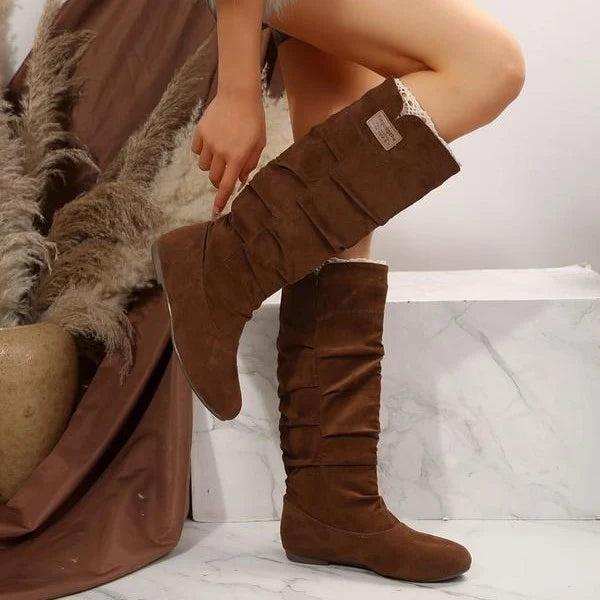 Women's Slouchy Mid-Calf Suede-Look Boots